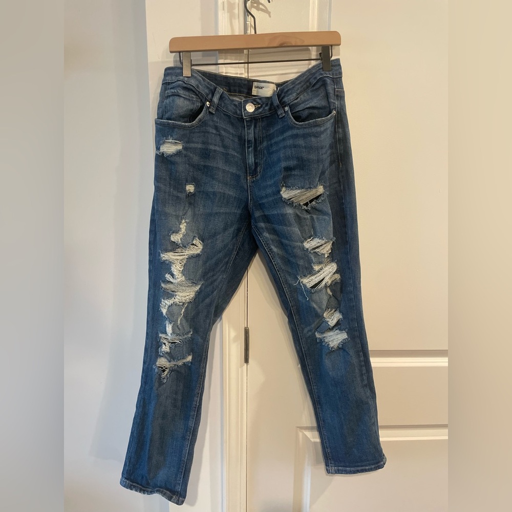 Garage Dark Blue Distressed Boyfriend Jeans